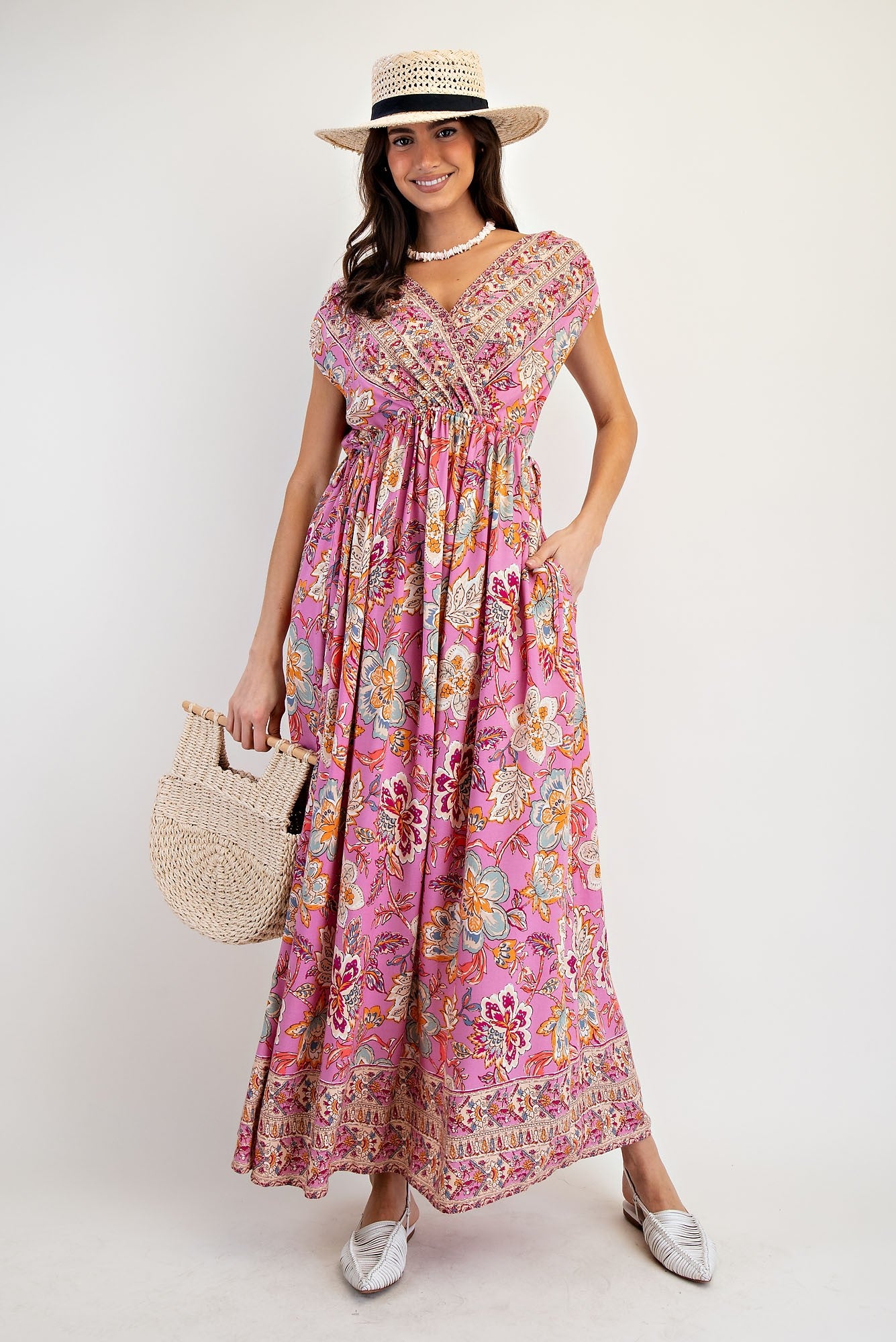 Diane Wrapped V-Neck Line Maxi Dress - Coremarkets