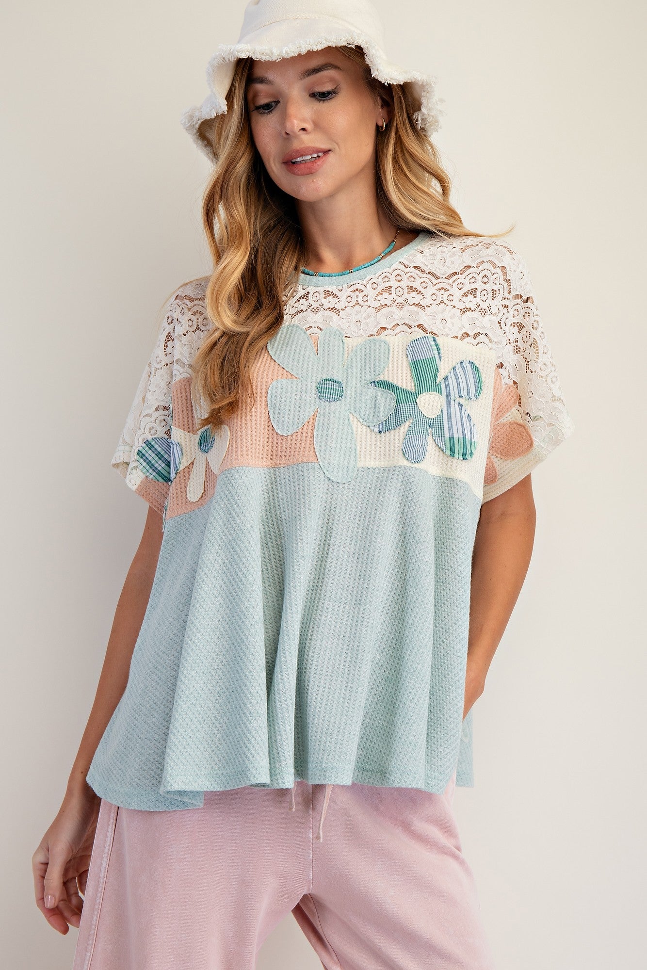 Kathy Lace Floral Patchwork Top - Coremarkets