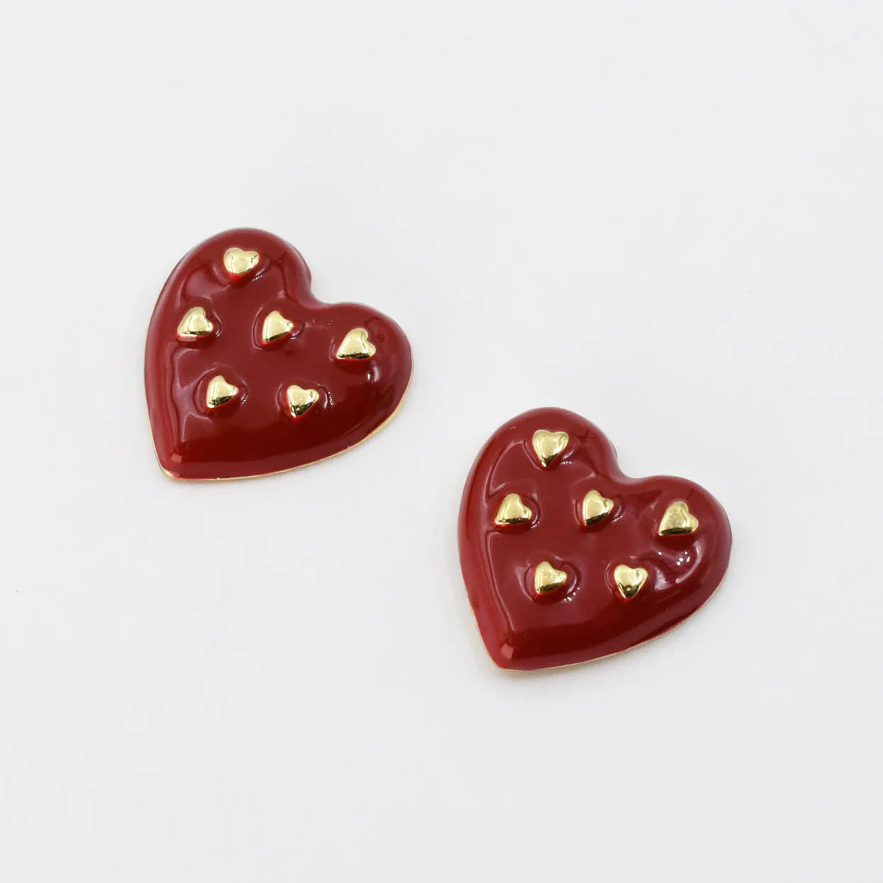 Treasure Jewels Red Multi Heart Earrings - Coremarkets
