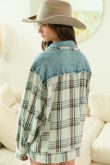 SPRING2025 Patty Vintage Plaid Washed Denim Jacket - Coremarkets
