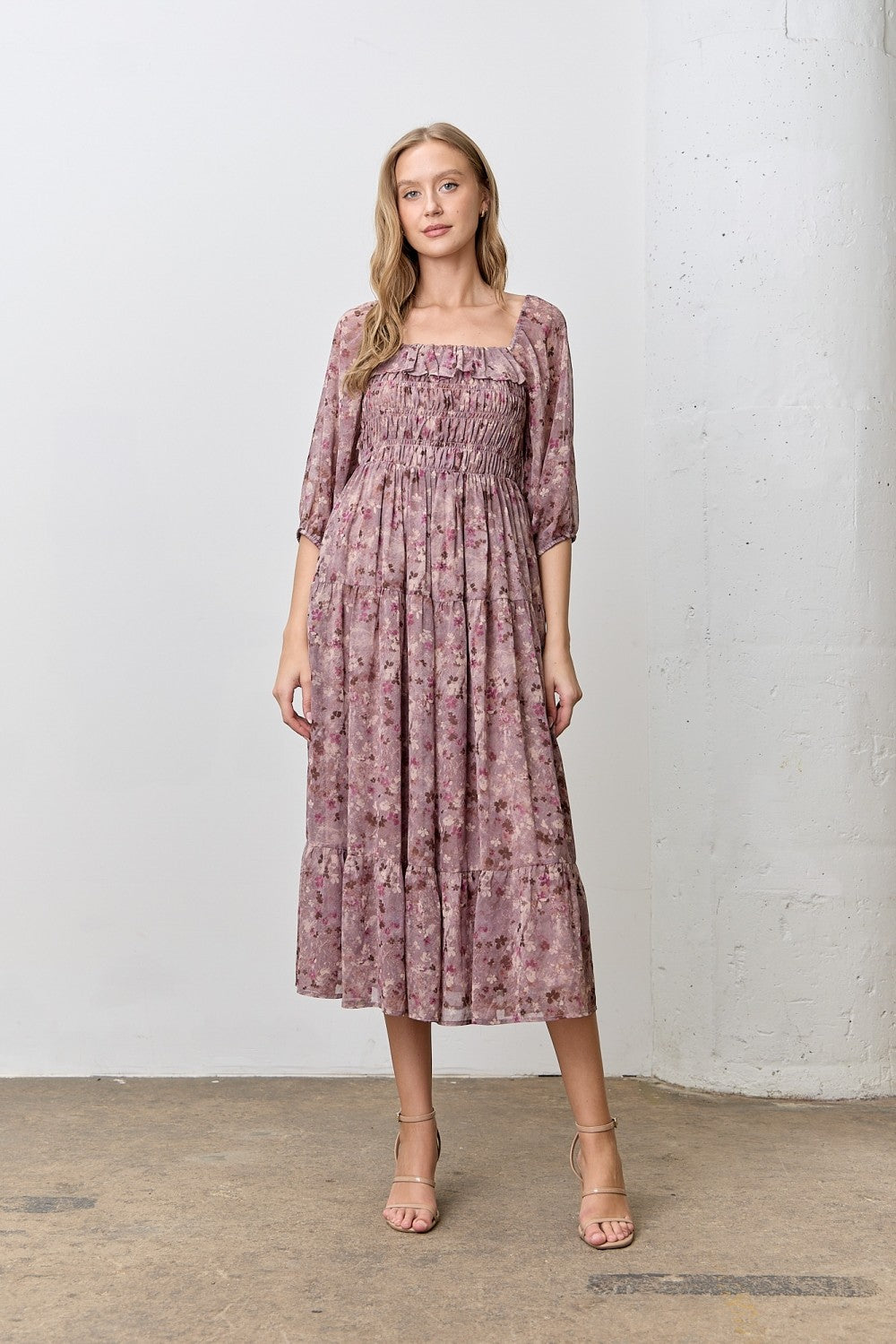 Scarlett Floral Smocked Midi Dress - Coremarkets