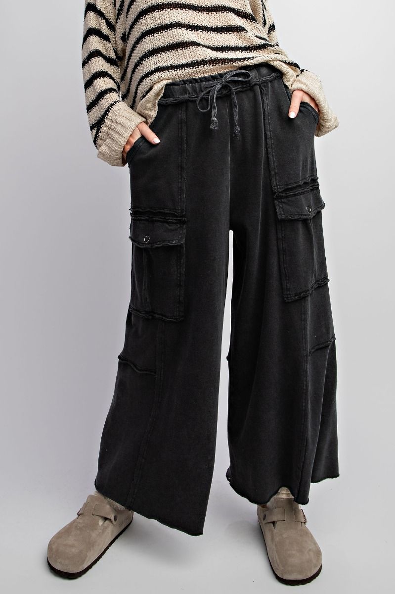 Mateo Mineral Washed Wide Leg Cargo Pants - Coremarkets