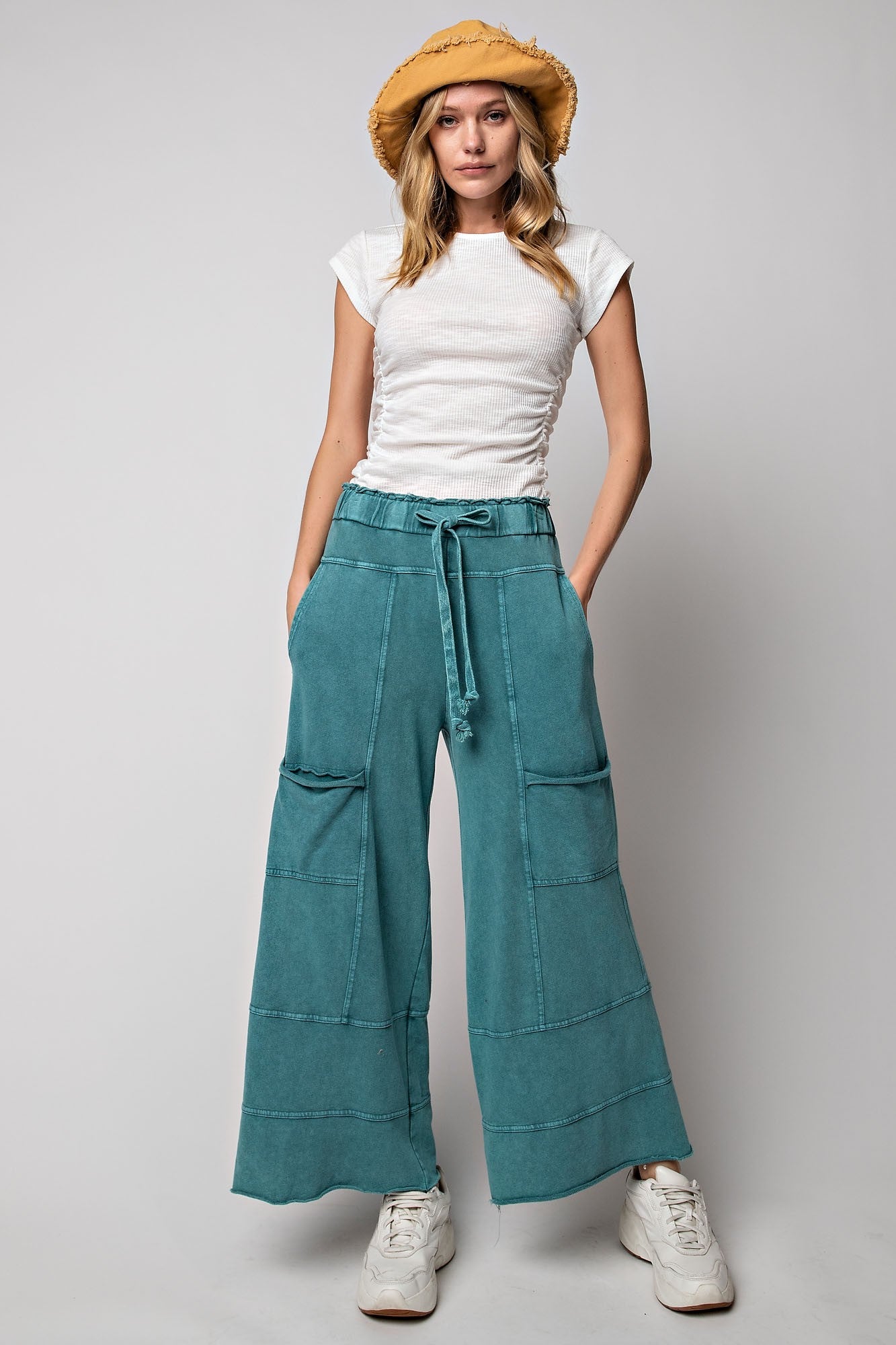 Bradley Mineral Washed Terry Knit Wide Leg Pants - Coremarkets