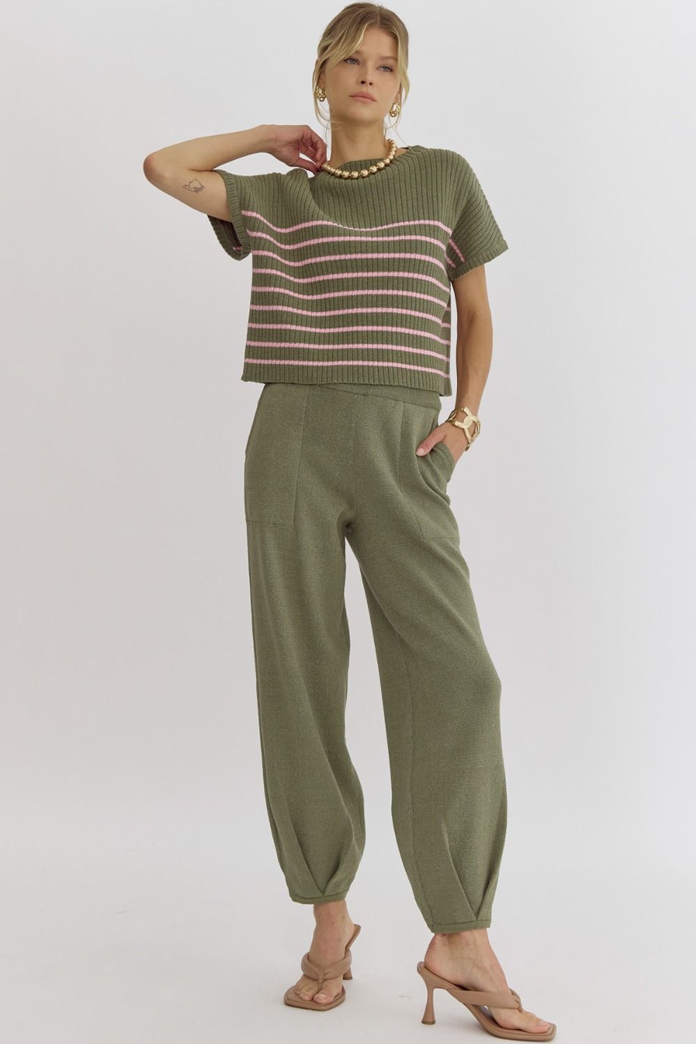 Lottie Knit High Elastic Waist Joggers - Coremarkets