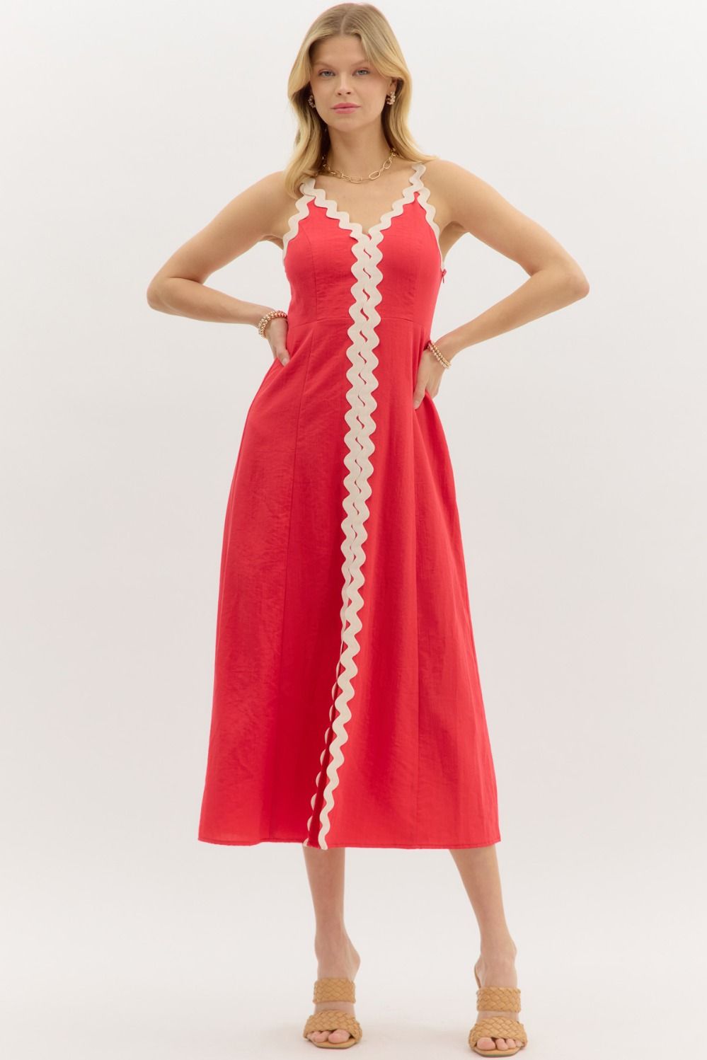 Lola Ric Rac Trim Midi Dress - Coremarkets