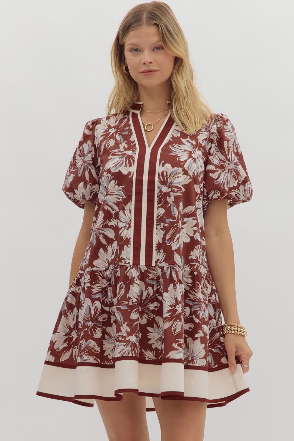 Janice Floral Contrasted Trim Dress **waiting on regular - Coremarkets