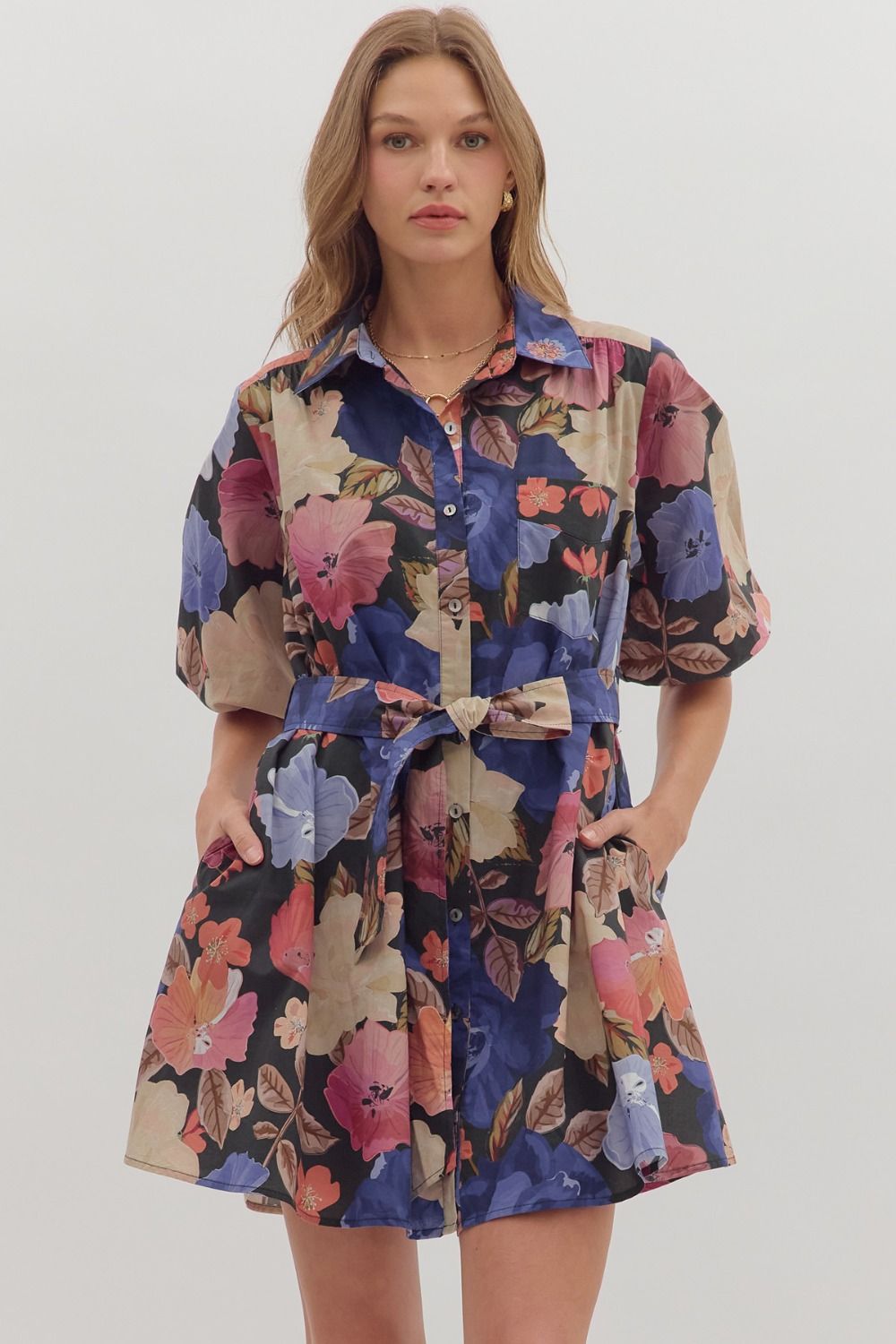 Cynthia Tie Waisted Floral Dress - Coremarkets