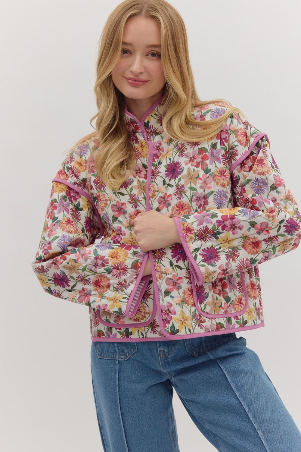Victoria Floral Printed Quilted Jacket - Coremarkets