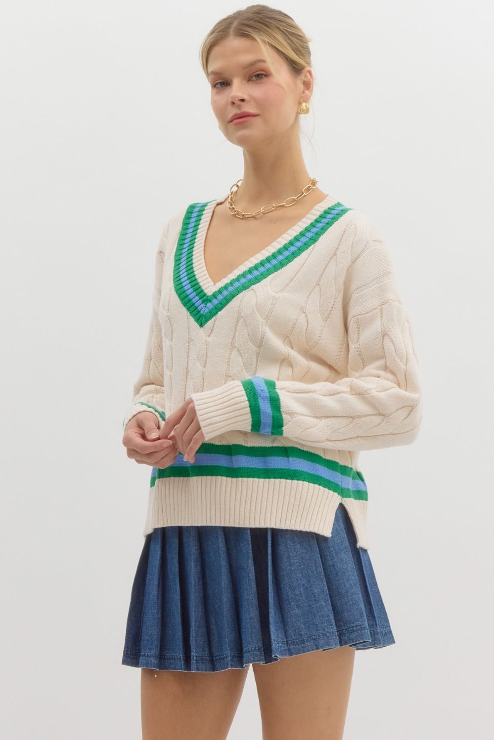 Jessie Cable Knit Chic Sweater Top - Coremarkets
