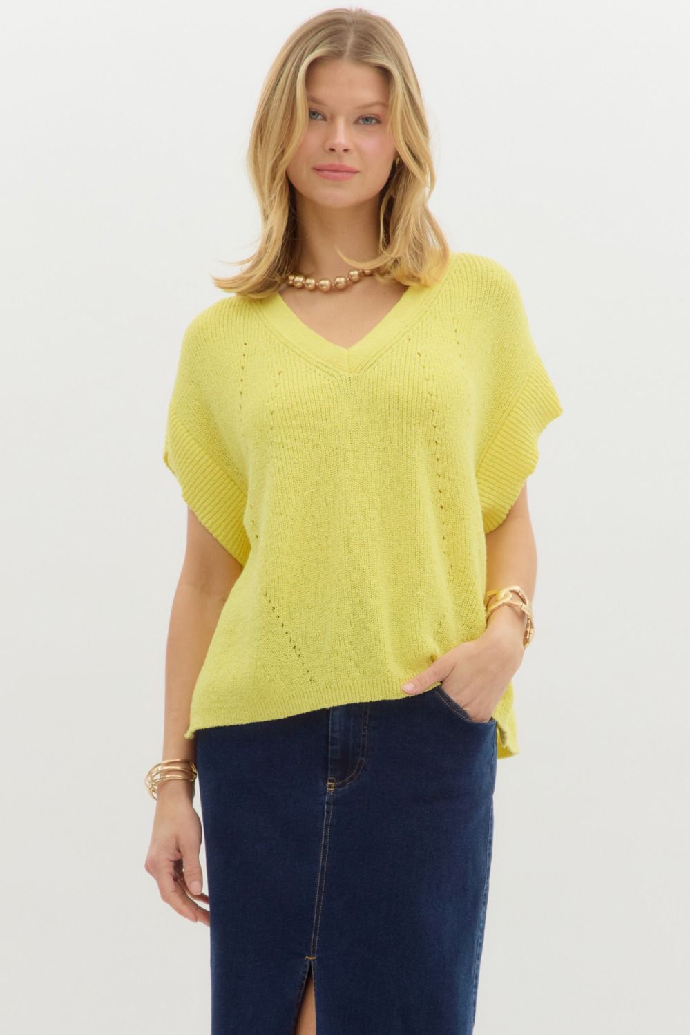 Corina Sweater Knit Short Sleeve Top - Coremarkets