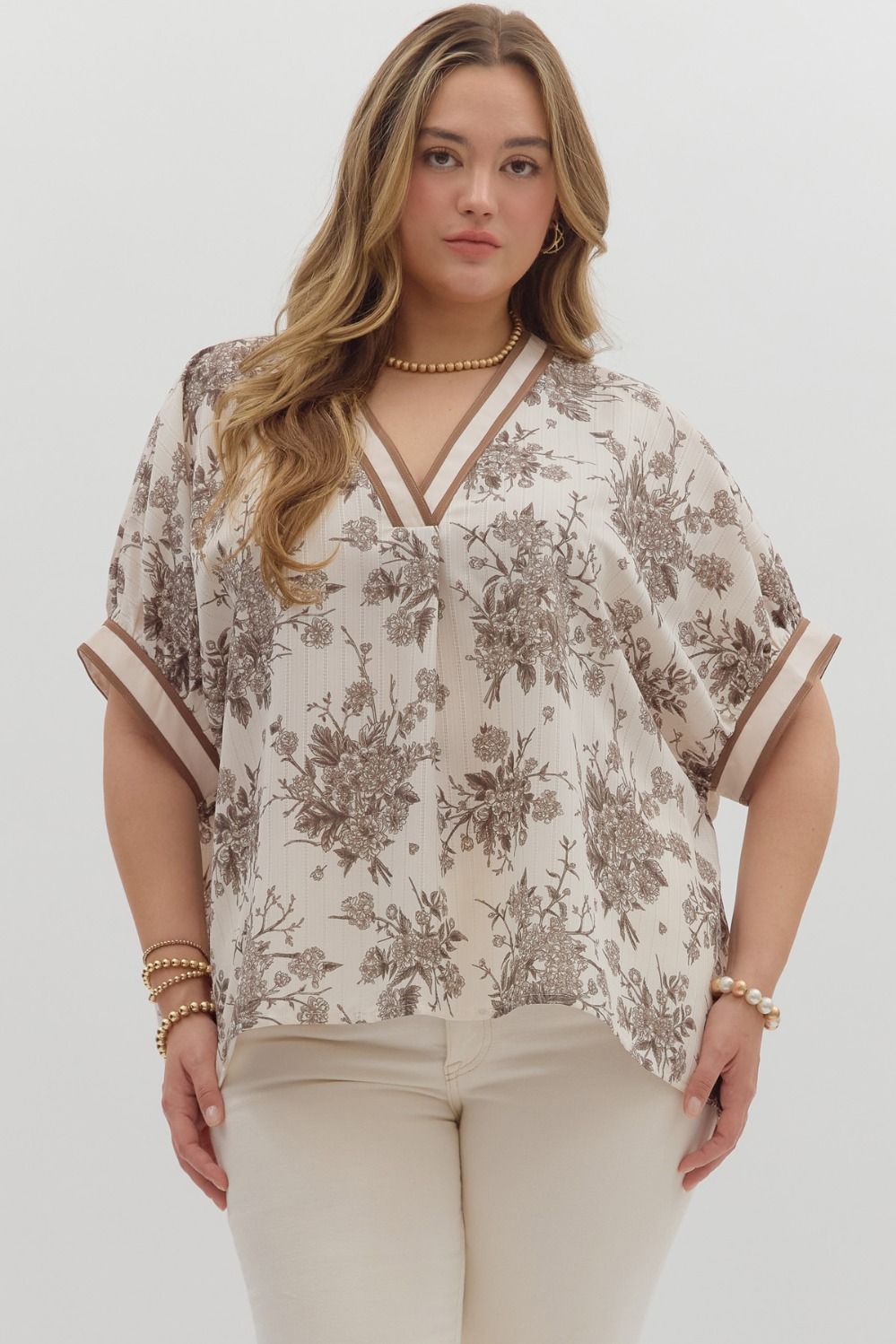 Taylor Floral Split Neck Top - Coremarkets