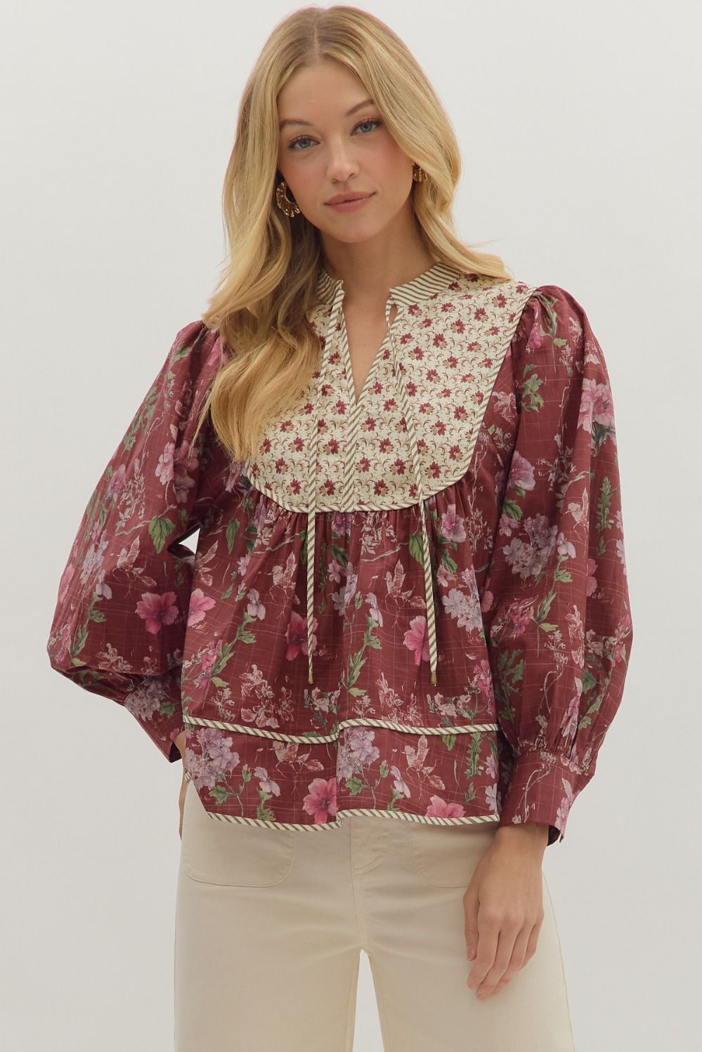 Rhonda Botanical Printed Blouse Top - Coremarkets