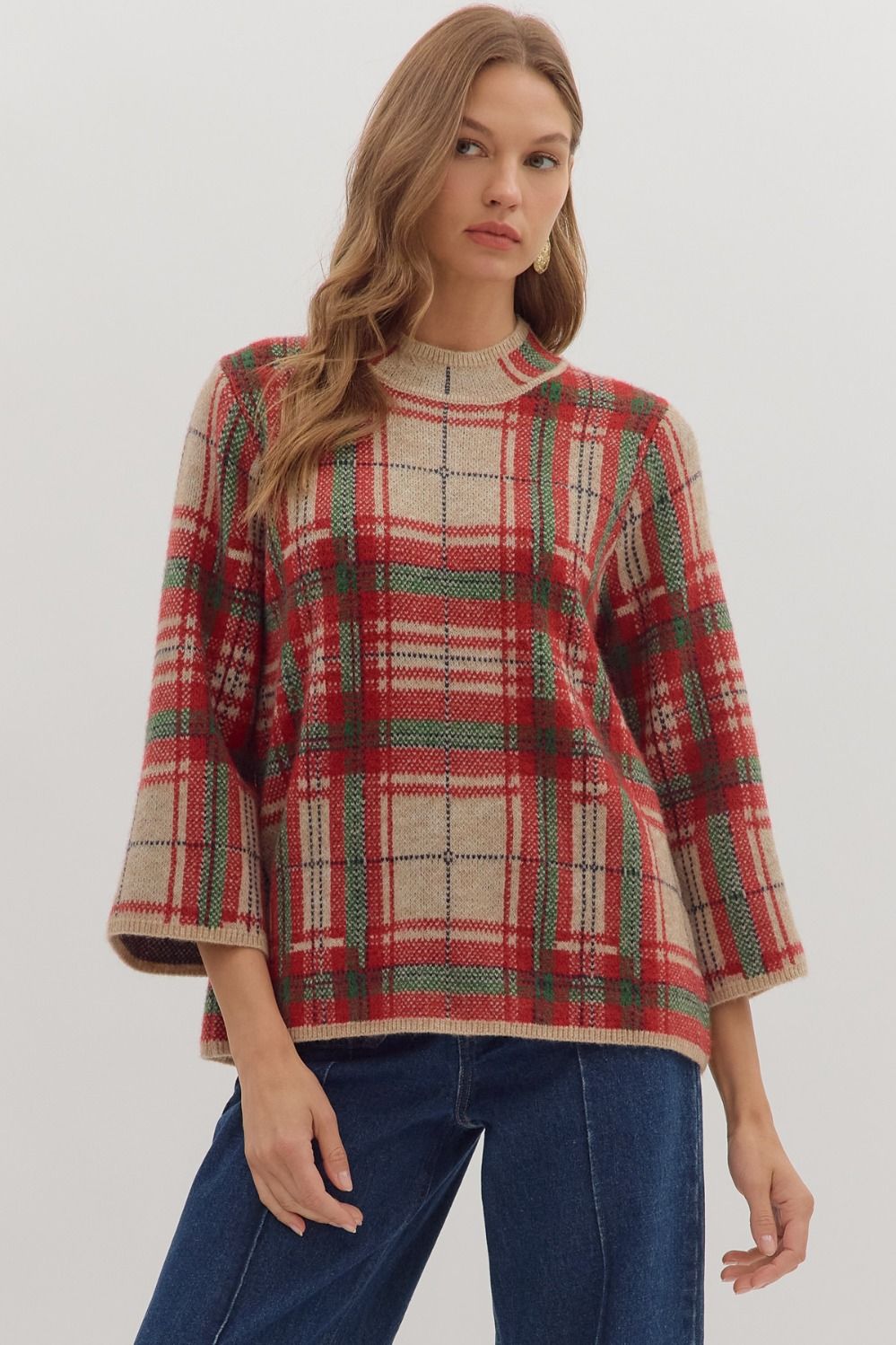 Jolly Plaid Mock Neck Top *waiting on reg - Coremarkets