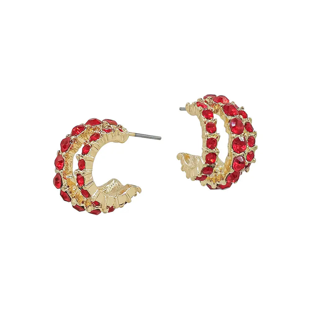 Three Row Red Rhinestone Hoop - Coremarkets