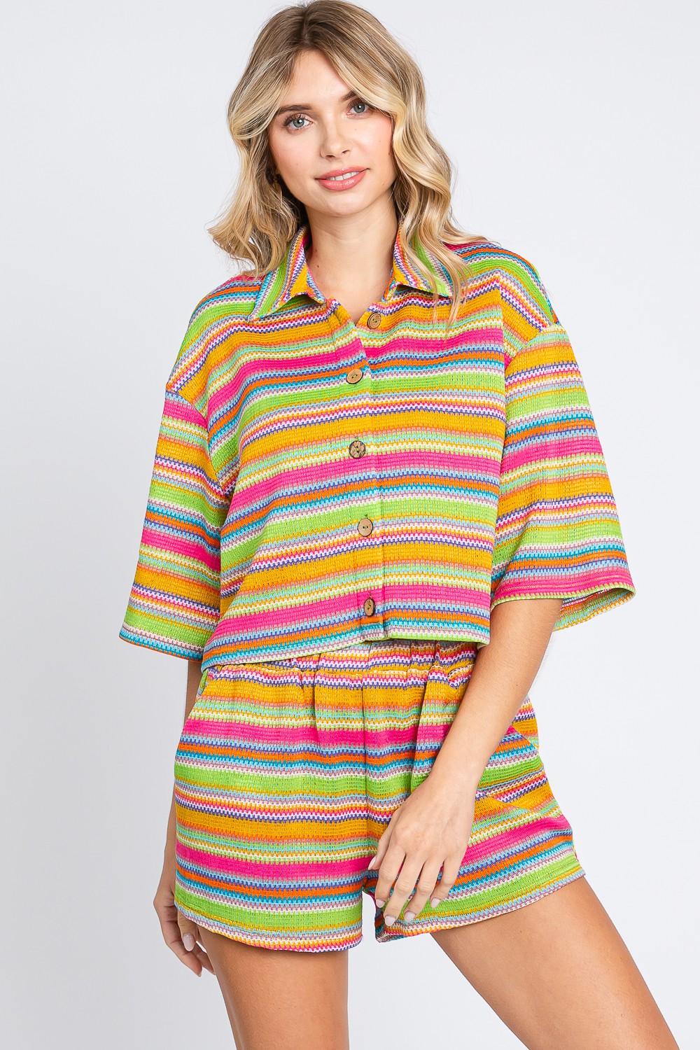Lila Multi Color Stripe Lounge Set - Coremarkets