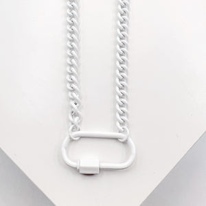 Treasure Jewels White Enamel Clip Necklace - Coremarkets