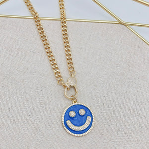 Treasure Jewels Blue Pave Enamel Crystal Necklace - Coremarkets