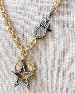 Treasure Jewels Star Heart Two Tone Necklace - Coremarkets