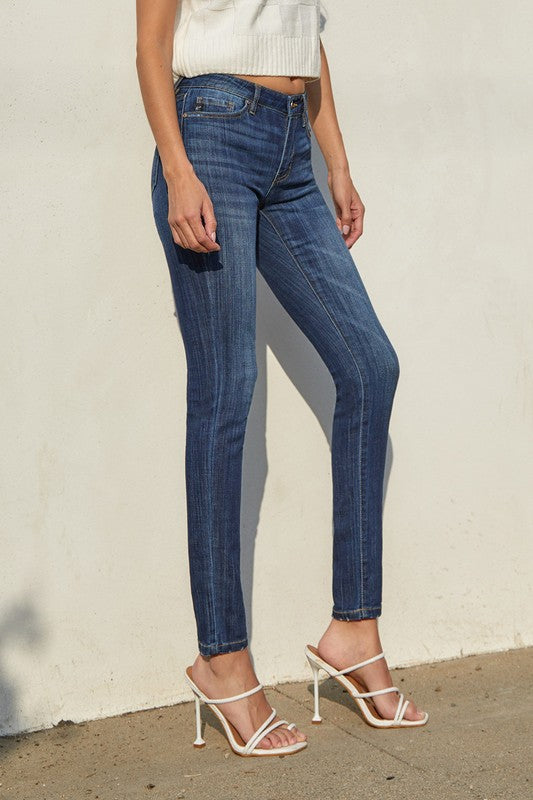 Kancan Ashlyn Mid Rise Dark Wash Skinny Jeans - Coremarkets