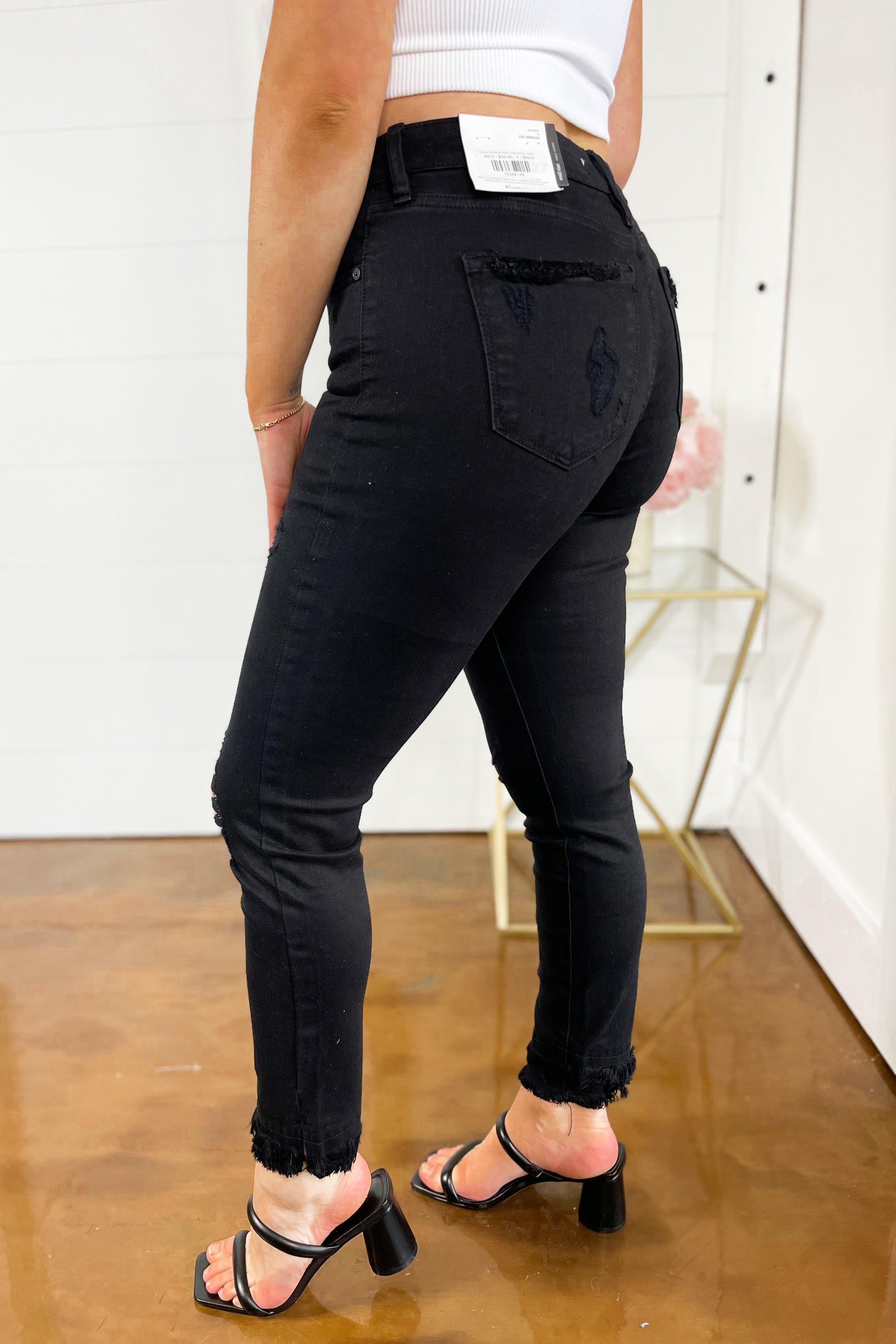 Kancan Emilia Mid Rise Ankle Skinny Jeans ~ Black - Coremarkets