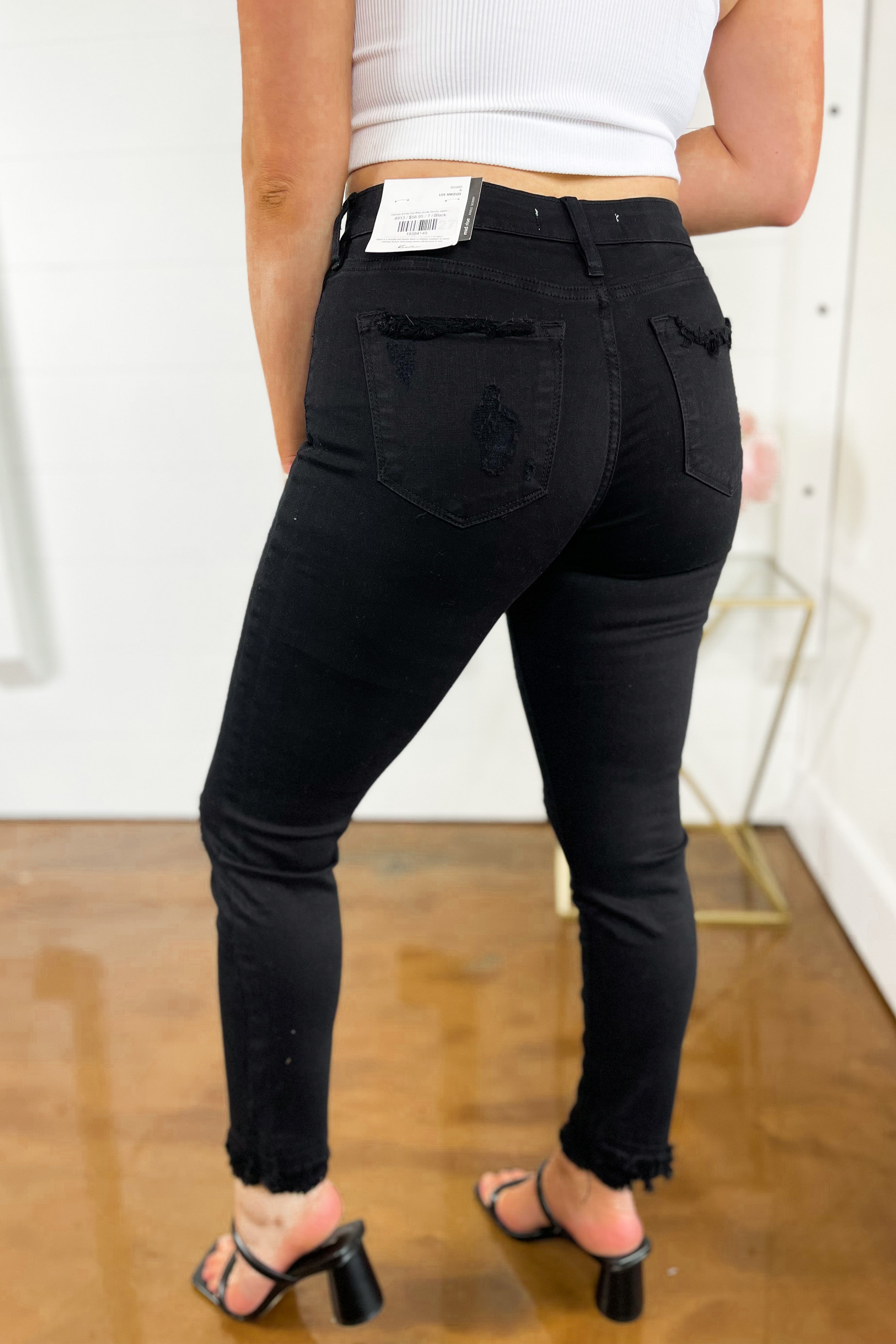 Kancan Emilia Mid Rise Ankle Skinny Jeans ~ Black - Coremarkets