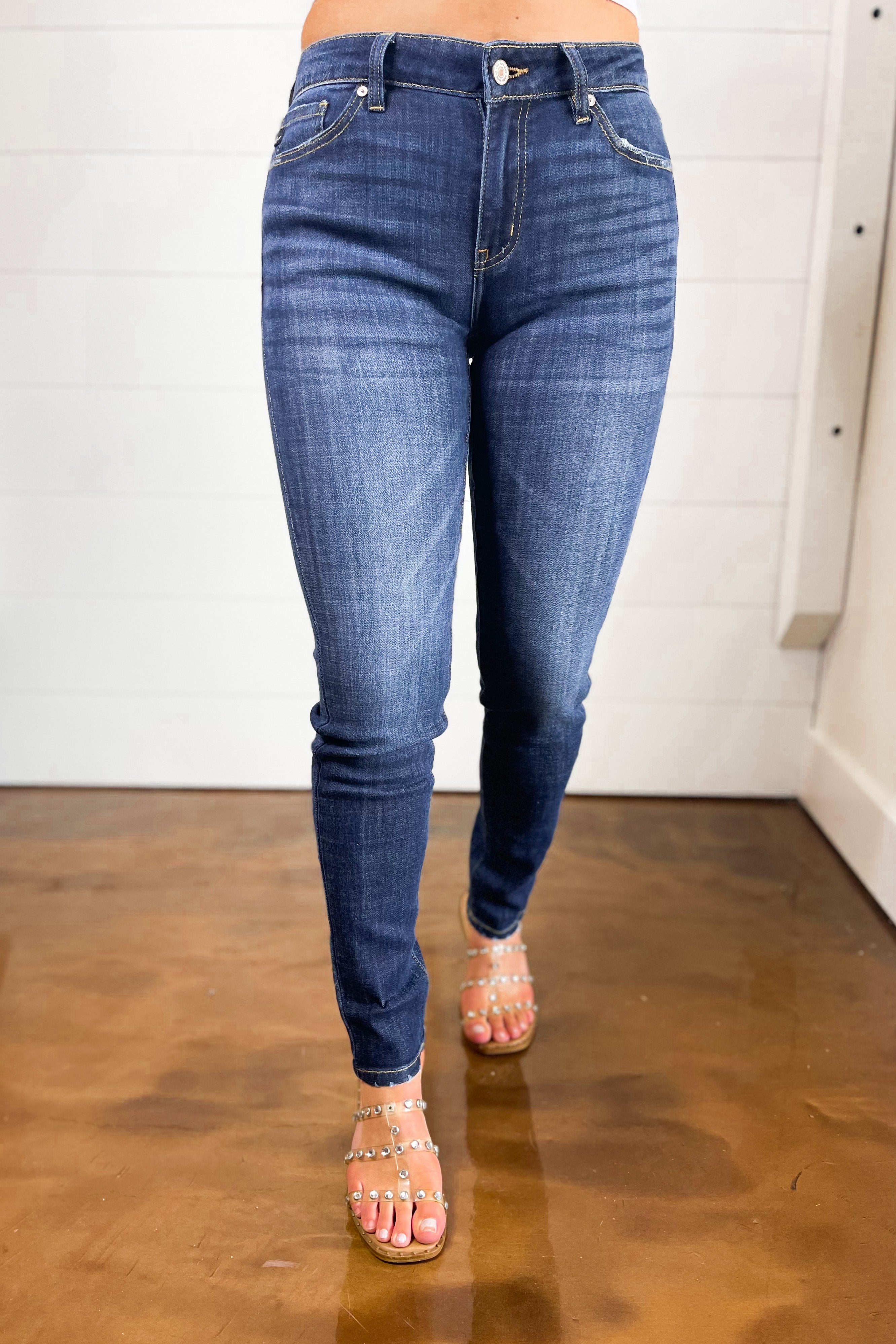 Kancan Ashlyn Mid Rise Dark Wash Skinny Jeans - Coremarkets